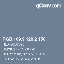 Color code: RGB 109.9 128.2 150 | qconv.com