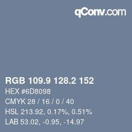 カラーコード: RGB 109.9 128.2 152 | qconv.com