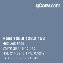 Color code: RGB 109.9 128.2 153 | qconv.com