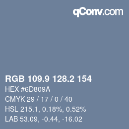 Color code: RGB 109.9 128.2 154 | qconv.com