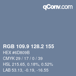 Color code: RGB 109.9 128.2 155 | qconv.com