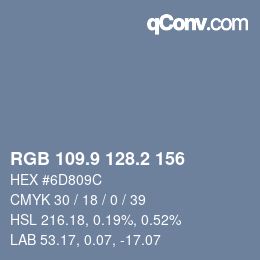 Farbcode: RGB 109.9 128.2 156 | qconv.com