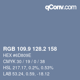 Farbcode: RGB 109.9 128.2 158 | qconv.com