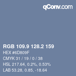 Color code: RGB 109.9 128.2 159 | qconv.com