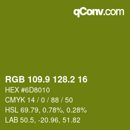 カラーコード: RGB 109.9 128.2 16 | qconv.com