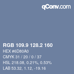 Color code: RGB 109.9 128.2 160 | qconv.com