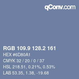 Color code: RGB 109.9 128.2 161 | qconv.com