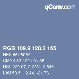 Color code: RGB 109.9 128.2 165 | qconv.com
