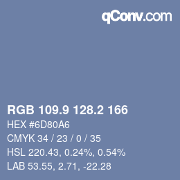 Color code: RGB 109.9 128.2 166 | qconv.com
