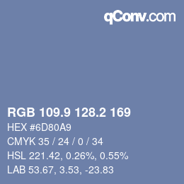 Color code: RGB 109.9 128.2 169 | qconv.com