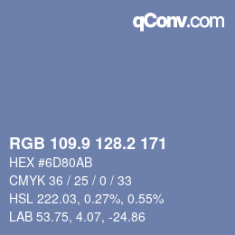 Color code: RGB 109.9 128.2 171 | qconv.com