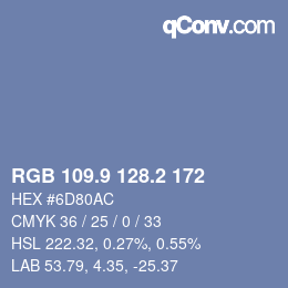 カラーコード: RGB 109.9 128.2 172 | qconv.com