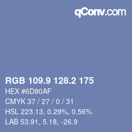 Color code: RGB 109.9 128.2 175 | qconv.com