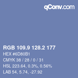 カラーコード: RGB 109.9 128.2 177 | qconv.com