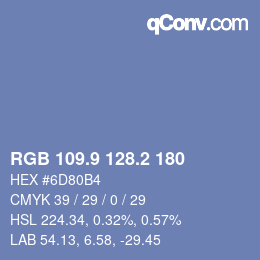 Color code: RGB 109.9 128.2 180 | qconv.com