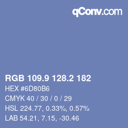 カラーコード: RGB 109.9 128.2 182 | qconv.com