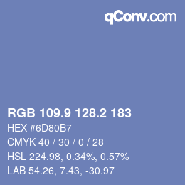 カラーコード: RGB 109.9 128.2 183 | qconv.com