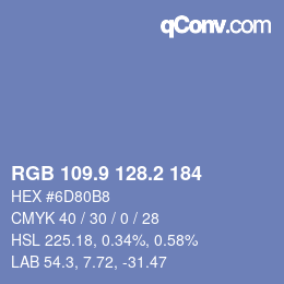 Color code: RGB 109.9 128.2 184 | qconv.com