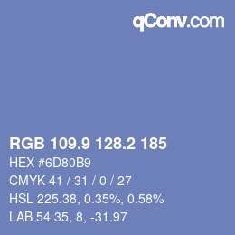 カラーコード: RGB 109.9 128.2 185 | qconv.com