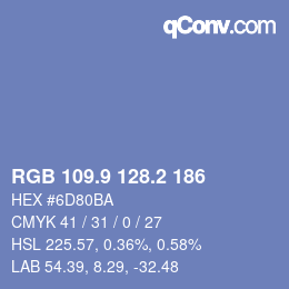 カラーコード: RGB 109.9 128.2 186 | qconv.com