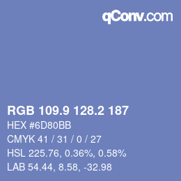 Color code: RGB 109.9 128.2 187 | qconv.com