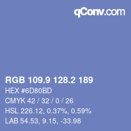カラーコード: RGB 109.9 128.2 189 | qconv.com