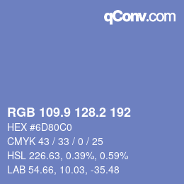 Farbcode: RGB 109.9 128.2 192 | qconv.com