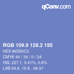 カラーコード: RGB 109.9 128.2 195 | qconv.com