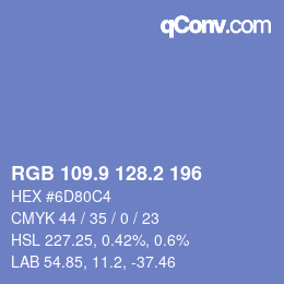 カラーコード: RGB 109.9 128.2 196 | qconv.com