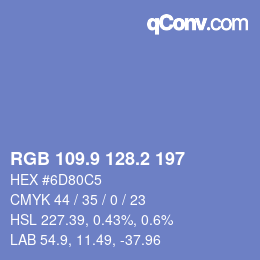 カラーコード: RGB 109.9 128.2 197 | qconv.com