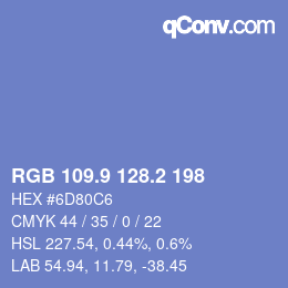 Color code: RGB 109.9 128.2 198 | qconv.com