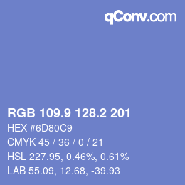 カラーコード: RGB 109.9 128.2 201 | qconv.com