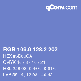 カラーコード: RGB 109.9 128.2 202 | qconv.com