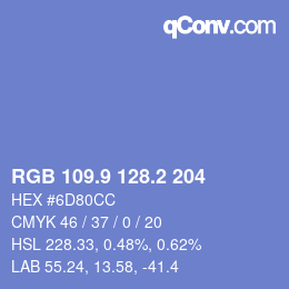 Color code: RGB 109.9 128.2 204 | qconv.com