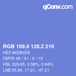 カラーコード: RGB 109.9 128.2 216 | qconv.com