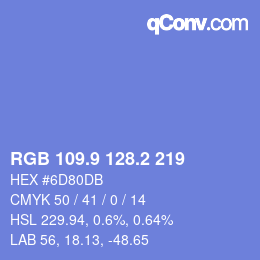 カラーコード: RGB 109.9 128.2 219 | qconv.com