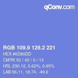カラーコード: RGB 109.9 128.2 221 | qconv.com