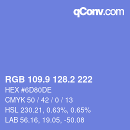 カラーコード: RGB 109.9 128.2 222 | qconv.com