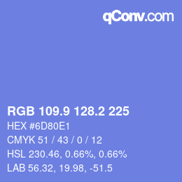 カラーコード: RGB 109.9 128.2 225 | qconv.com