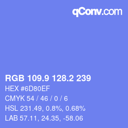 カラーコード: RGB 109.9 128.2 239 | qconv.com