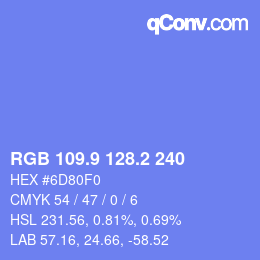 カラーコード: RGB 109.9 128.2 240 | qconv.com