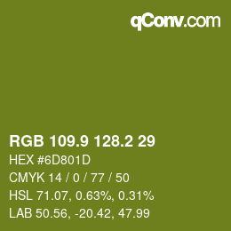 カラーコード: RGB 109.9 128.2 29 | qconv.com