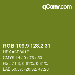 カラーコード: RGB 109.9 128.2 31 | qconv.com
