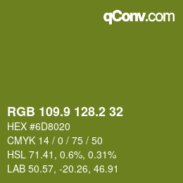 カラーコード: RGB 109.9 128.2 32 | qconv.com