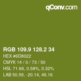 カラーコード: RGB 109.9 128.2 34 | qconv.com