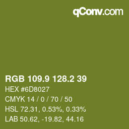 カラーコード: RGB 109.9 128.2 39 | qconv.com
