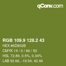 カラーコード: RGB 109.9 128.2 43 | qconv.com