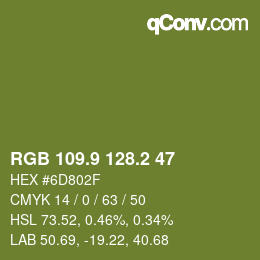 カラーコード: RGB 109.9 128.2 47 | qconv.com