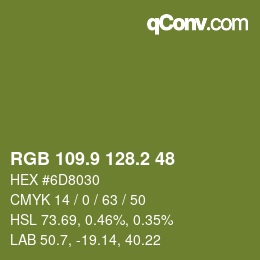 カラーコード: RGB 109.9 128.2 48 | qconv.com