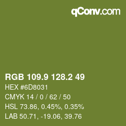 カラーコード: RGB 109.9 128.2 49 | qconv.com